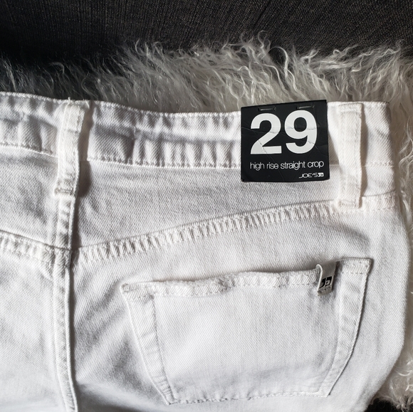 JOE'S FRAYED WHITE HIGH RISE STRAIGHT LEG DENIM JEANS - Picture 3 of 10